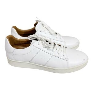 JOYASOL 39/8.5 Paisley White Leather Lace up Sneakers